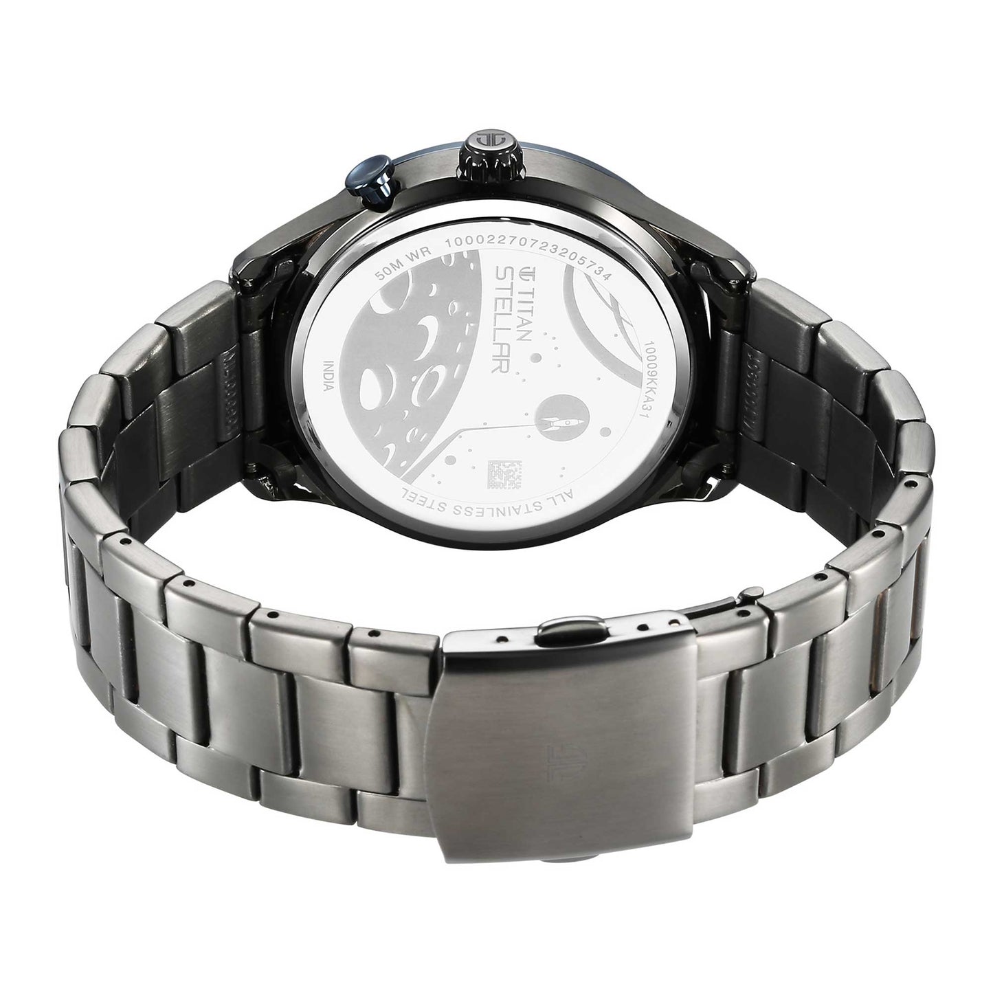 ساعة تيتان ستيلار متعددة الوظائف ذات مينا أزرق تناظري