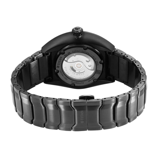 Titan Stellar Automatic Automatic Black Dial Stainless Steel Strap Watch for Men
