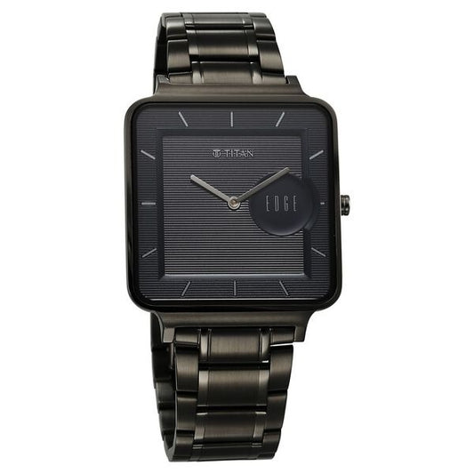 Titan Edge Quad Quartz Analog Blue Dial With Grey Stainless Steel Strap Watch For Men