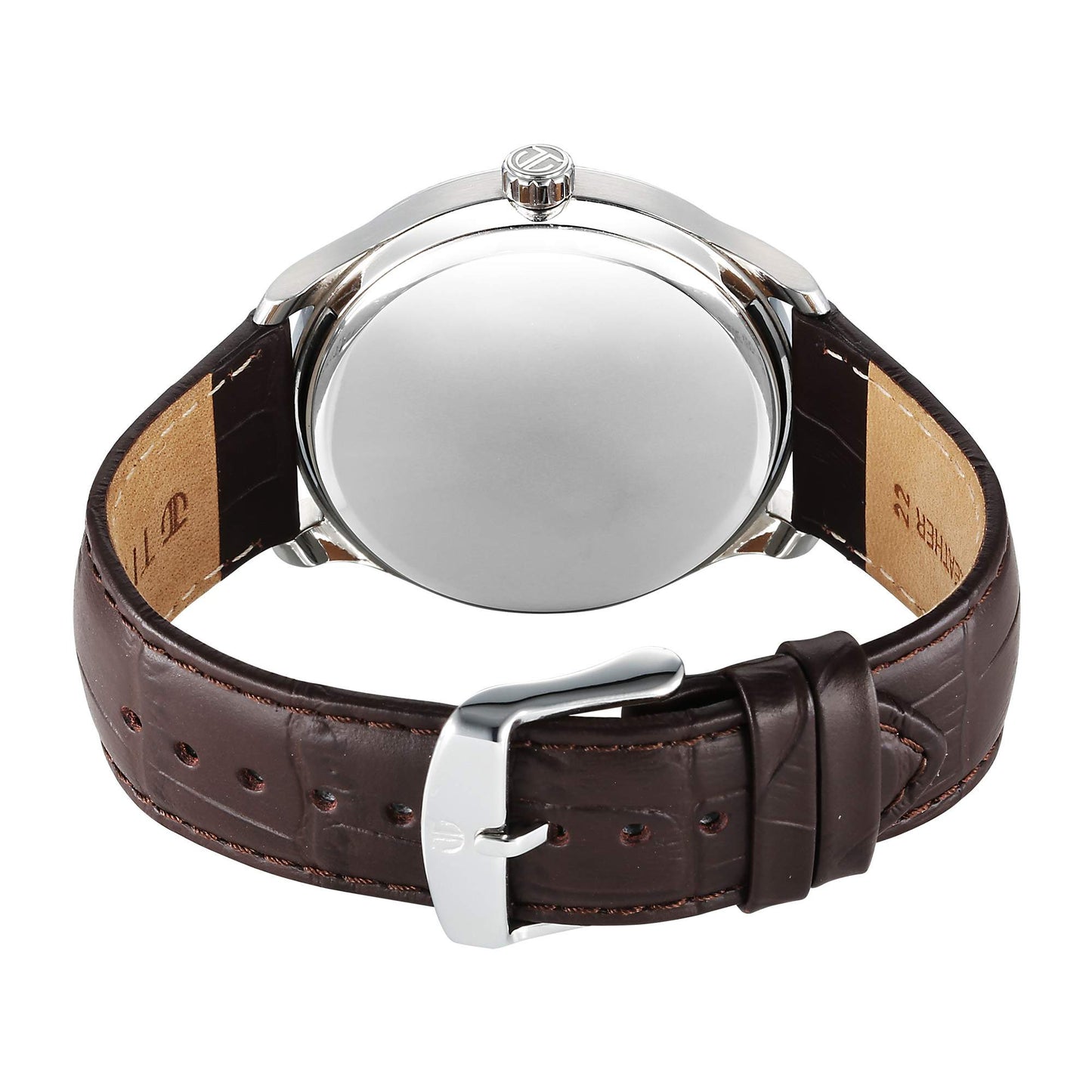 Titan Stellar Analog with Dual Moon Phase and Silver Dial Brown Leather Strap Watch for Men 10050SL01