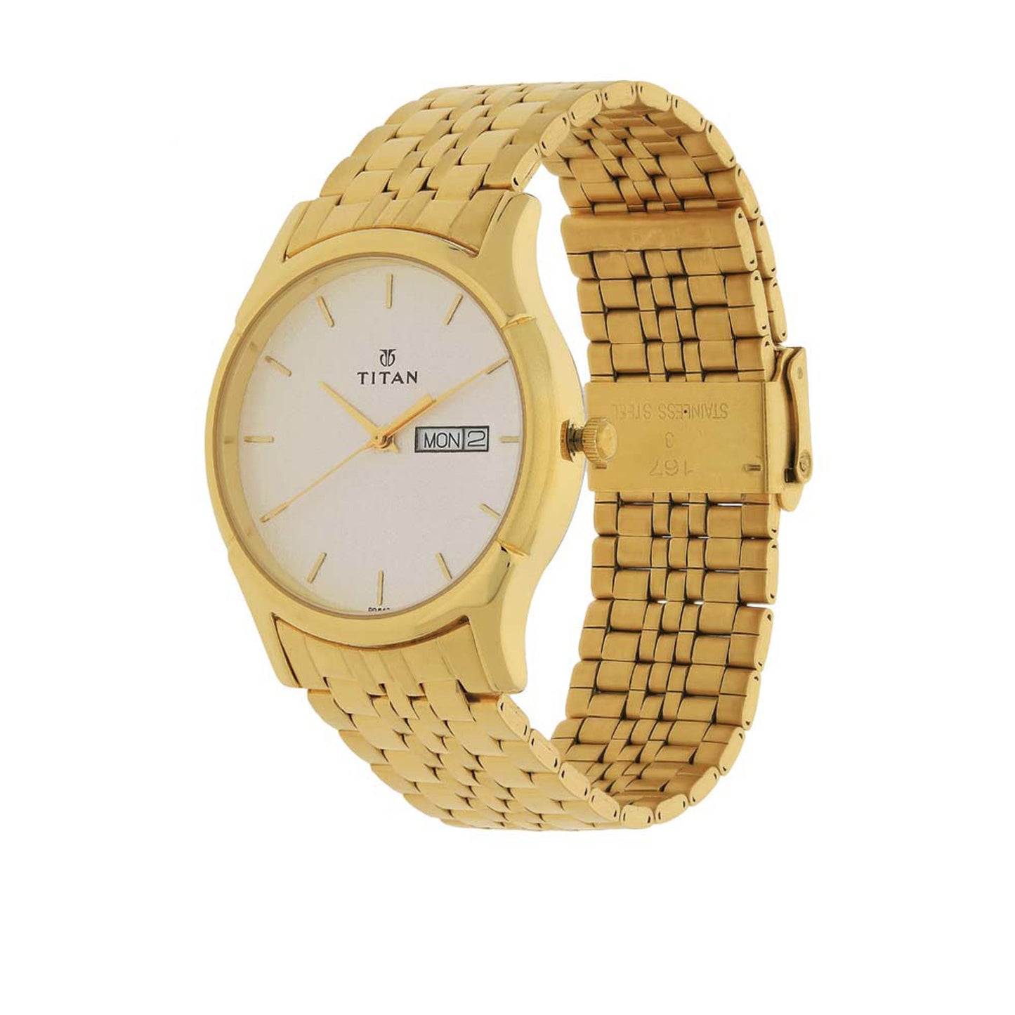 Titan Karishma Silver White Dial Alog Watch for Men (1636YM01)