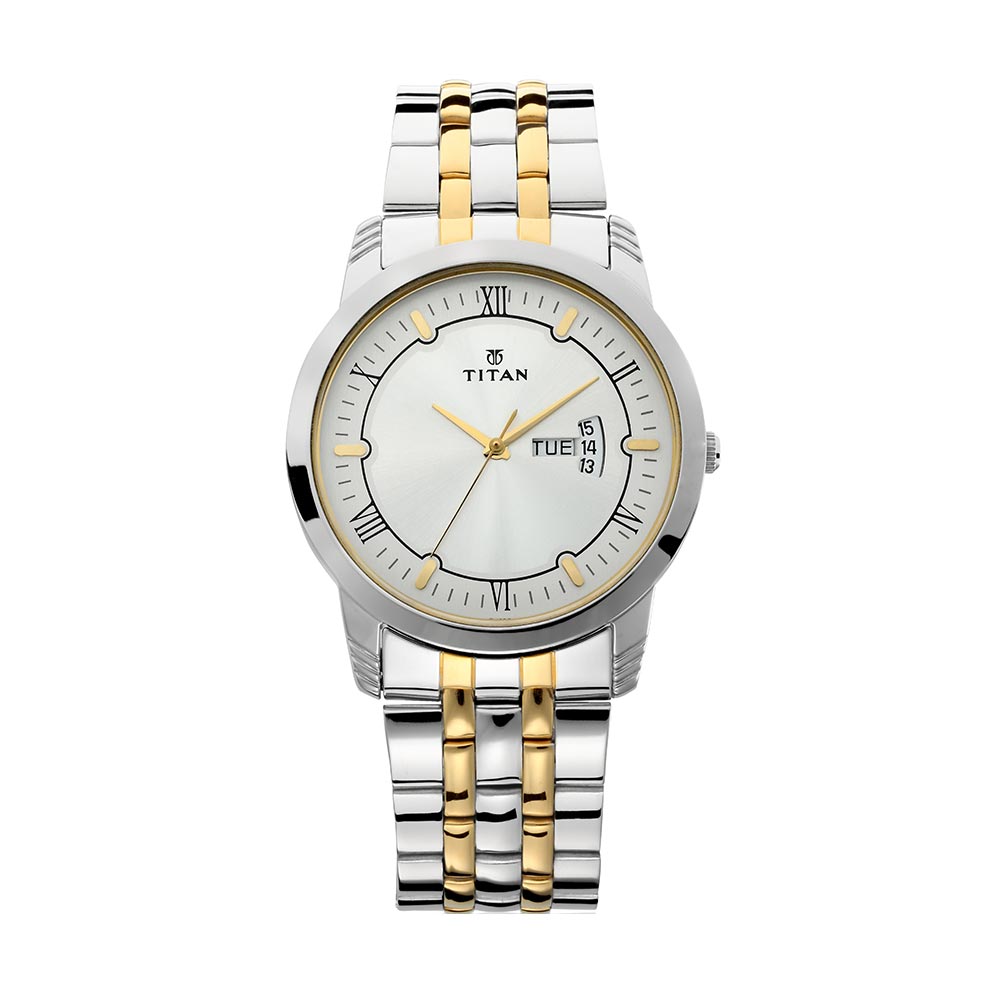 Titan Karishma Silver Dial Alog Watch for Men (1774BM01)
