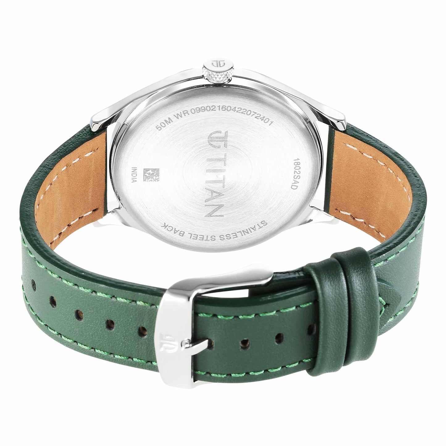 Urban Silver White Dial Leather Strap Watch (1802SL20)