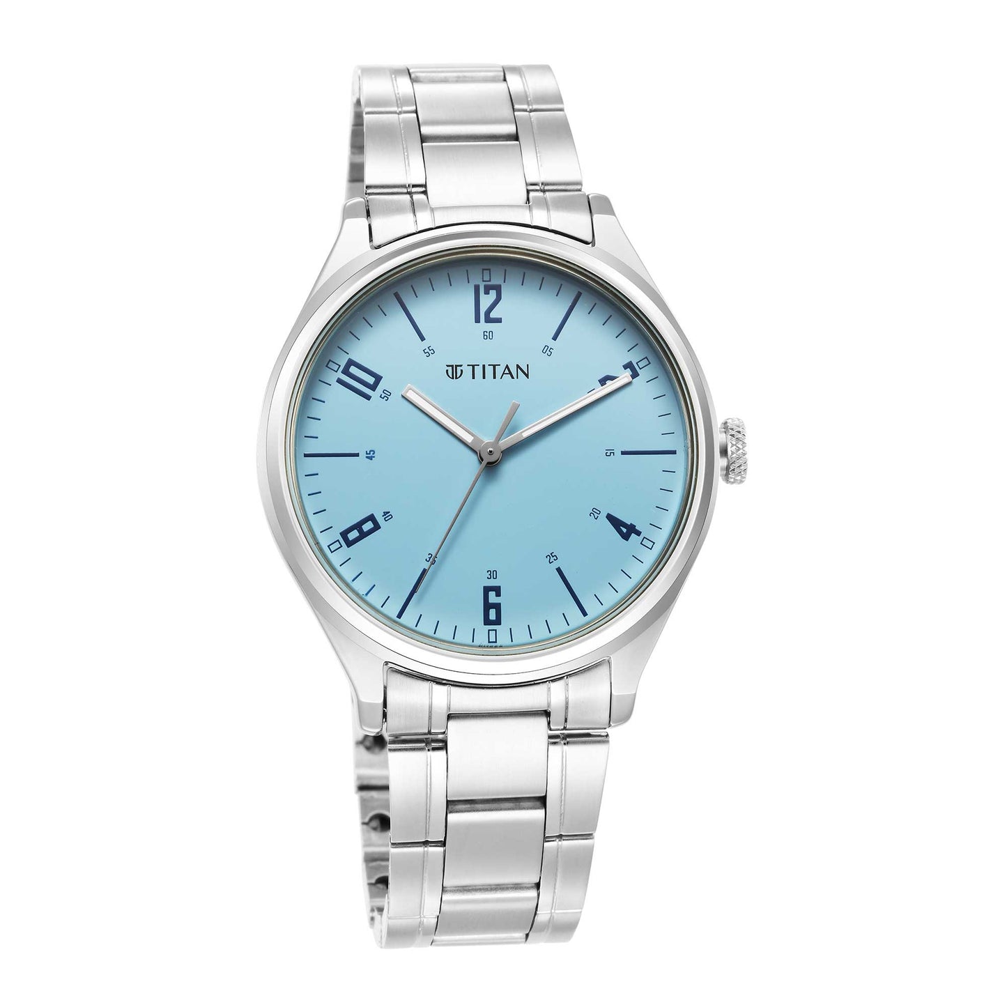 Titan Quartz Alog Blue Dial Watch for Men (1802SM07)