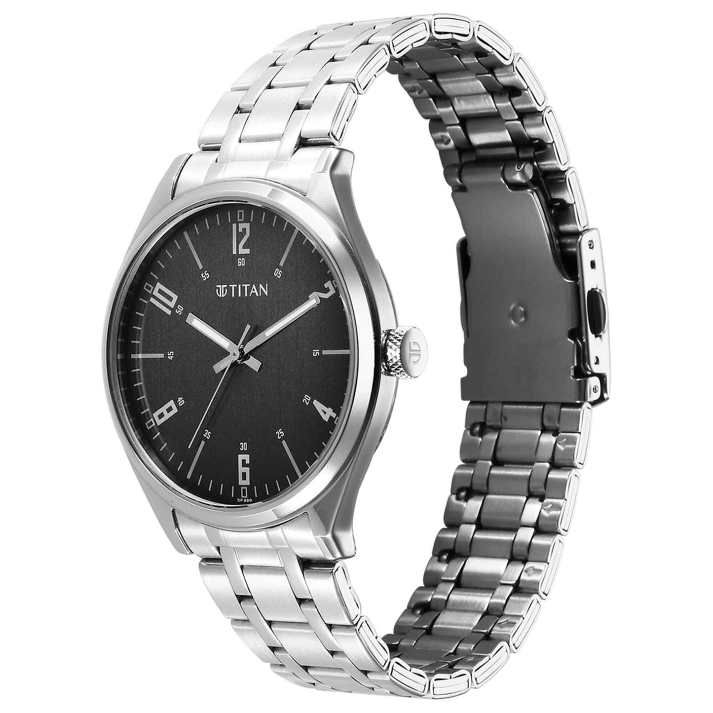 Titan Wrist Wit Quartz Alog Grey Dial Stainless Steel Strap Watch for Men (1802SM10)
