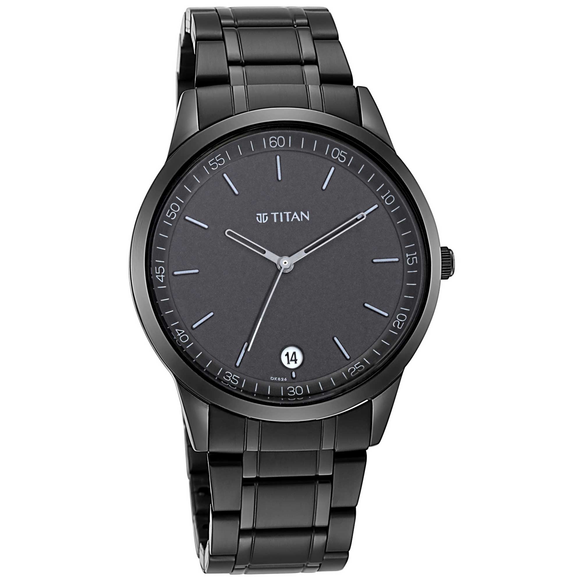 Titan Men's Timeless Style Watch: Refined Black Dial and Metal Strap
