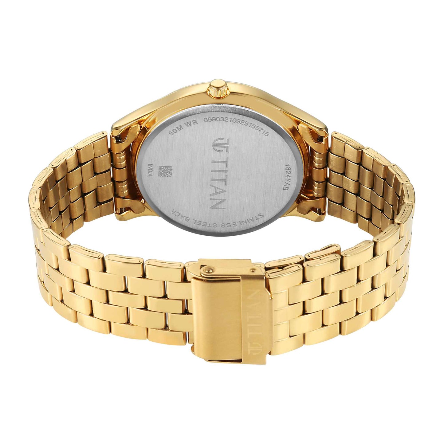 Titan Karishma Silver White Dial Golden Stainless Steel Strap Analog Watch For Men