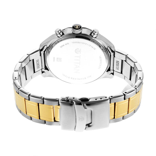 Titan Quartz Multifunction Silver Dial Stainless Steel Strap Watch for Men