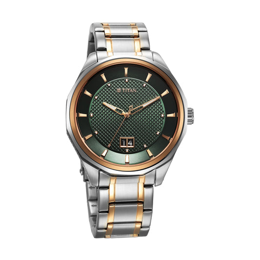 Titan Regalia Opulent Quartz Analog with Date Green Dial With Two Toned Stainless Steel Strap Watch For Men