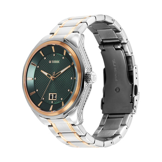 Titan Regalia Opulent Quartz Analog with Date Green Dial With Two Toned Stainless Steel Strap Watch For Men