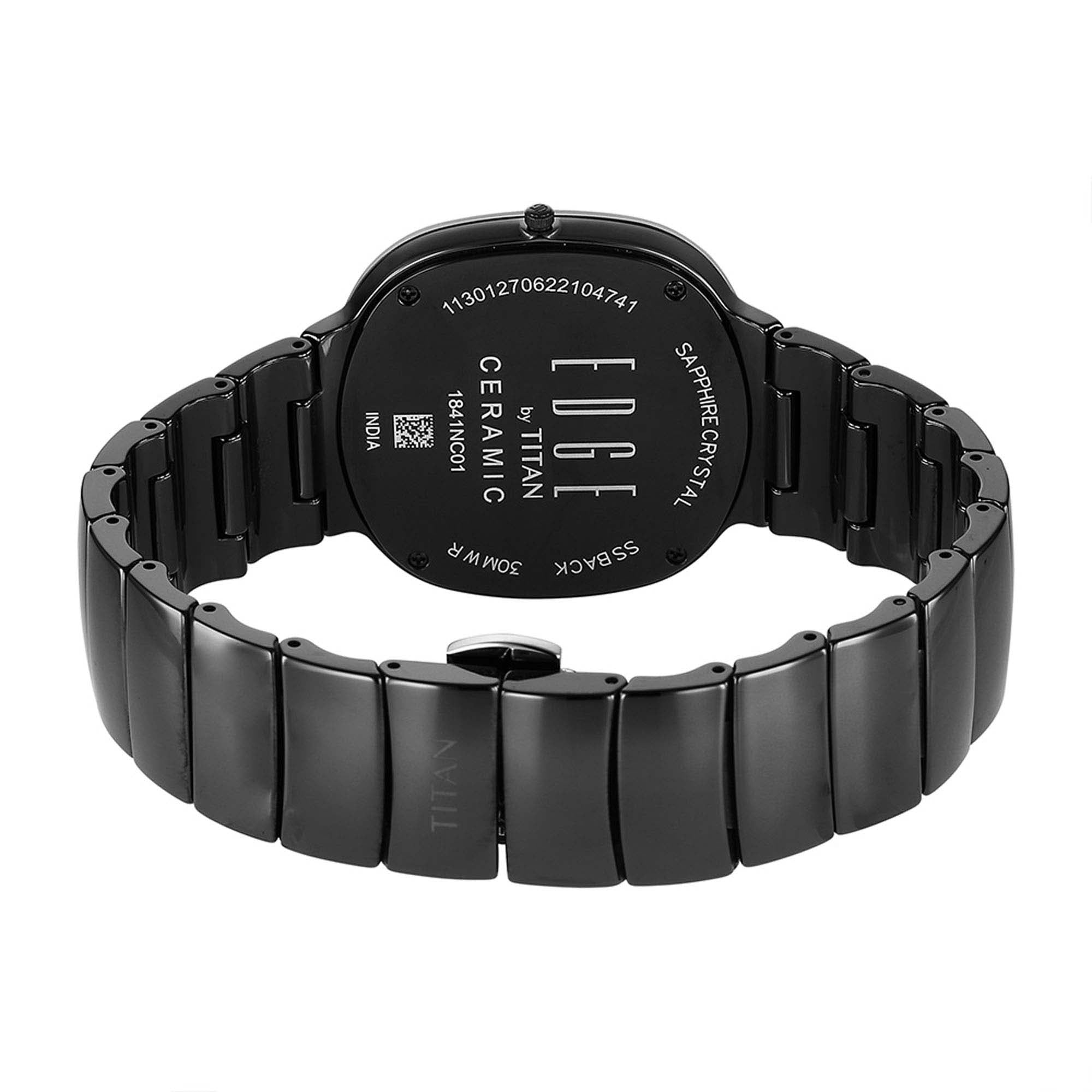 Titan Edge Squircle Quartz in Rich Black with Glossy Ceramic Unisex Watch