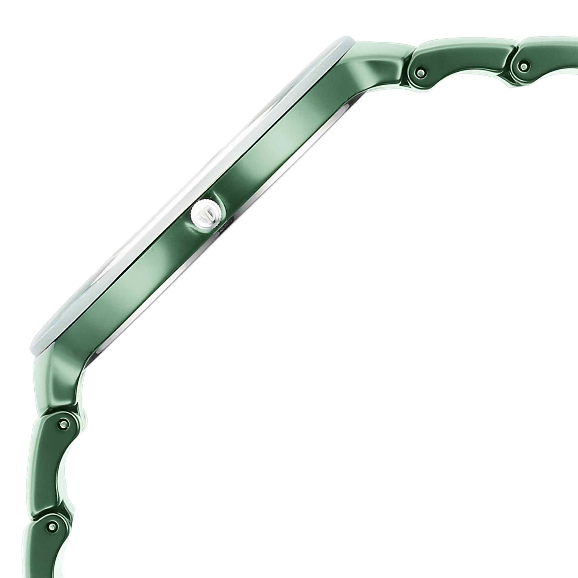 Titan Squircle Camo Quartz Analog Green Dial Ceramic Strap Watch For Unisex