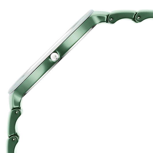 Titan Squircle Camo Quartz Analog Green Dial Ceramic Strap Watch For Unisex