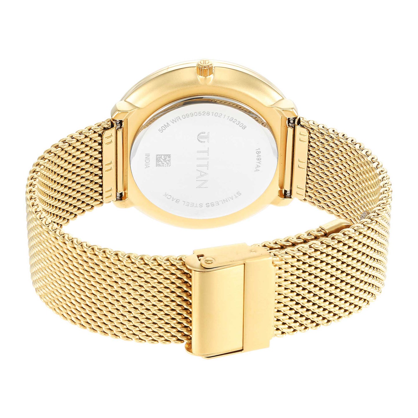 Titan White Dial Golden Metal Strap Analog with Date Watch for Men