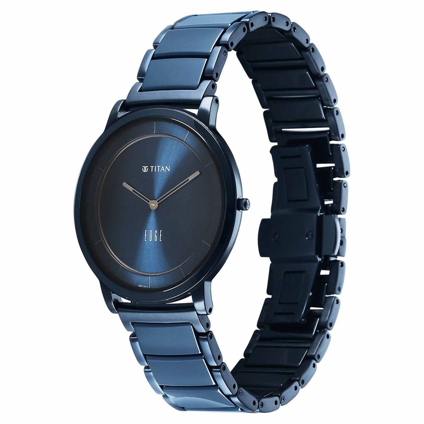 Titan Edge Melange Slim Steel & Ceramic Strap Blue Dial Analog Watch For Men