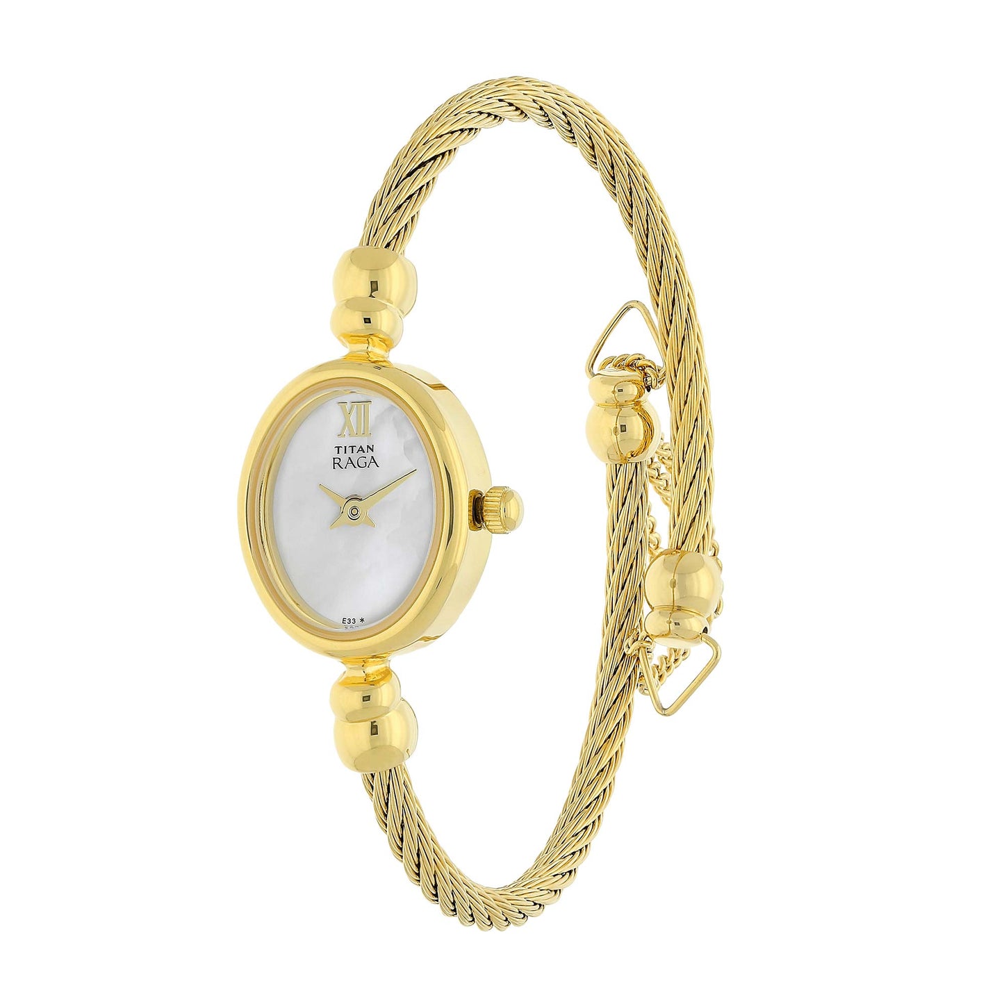 Titan Quartz Analog Mother of Pearl Dial Metal Strap Watch for Women