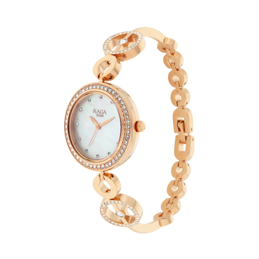 Titan Raga Mother of Pearl Dial Women Watch With Metal Strap