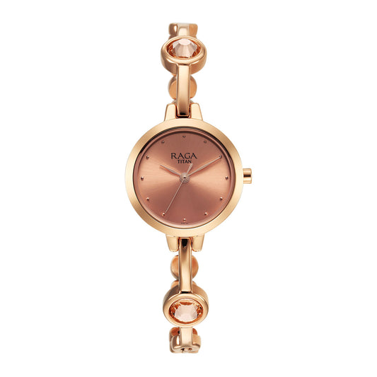 Titan Raga Viva Quartz Analog Rose Gold Dial Metal Strap Watch for Women