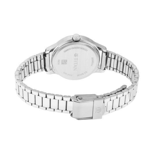 Titan Quartz Analog with Date Blue Dial Metal Strap Watch for Women