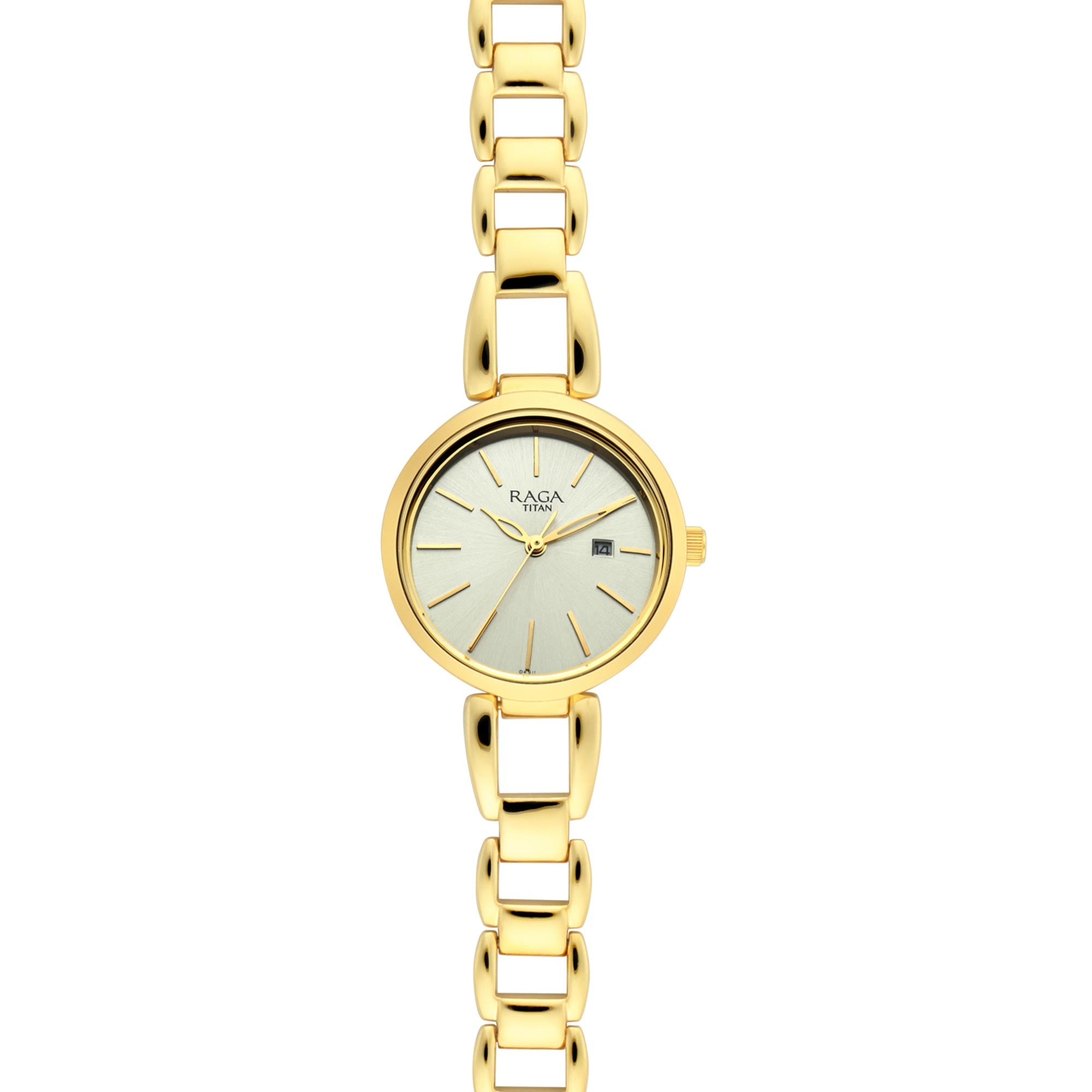 Raga Viva Golden Dial Metal Strap Watch (2642YM01)