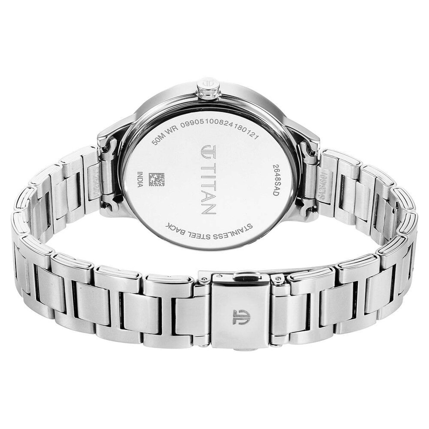 Titan Razzle Dazzle Quartz Alog Mauve Dial Stainless Steel Strap Watch For Women (2648SM12)