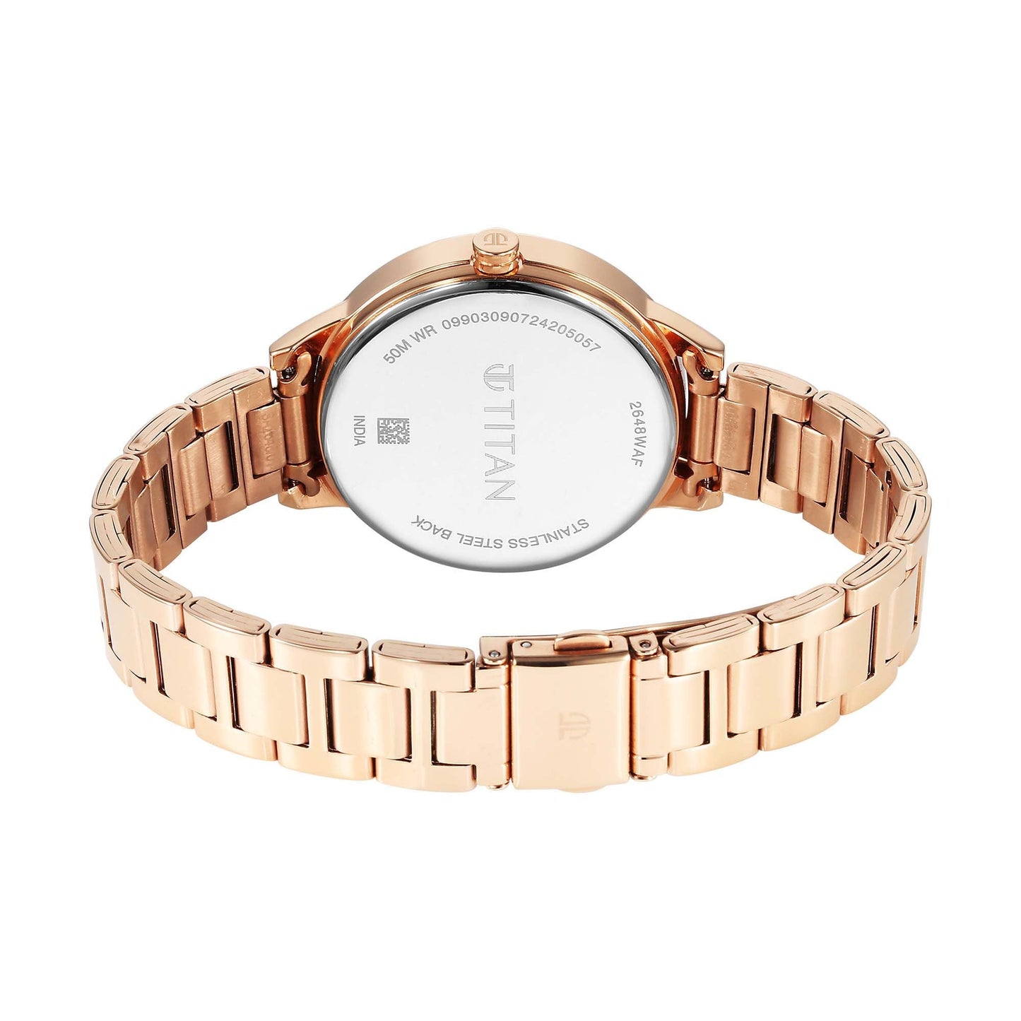 Titan Razzle Dazzle Quartz Analog with Day and Date Pink Dial Rose Gold Stainless Steel Strap Watch For Women