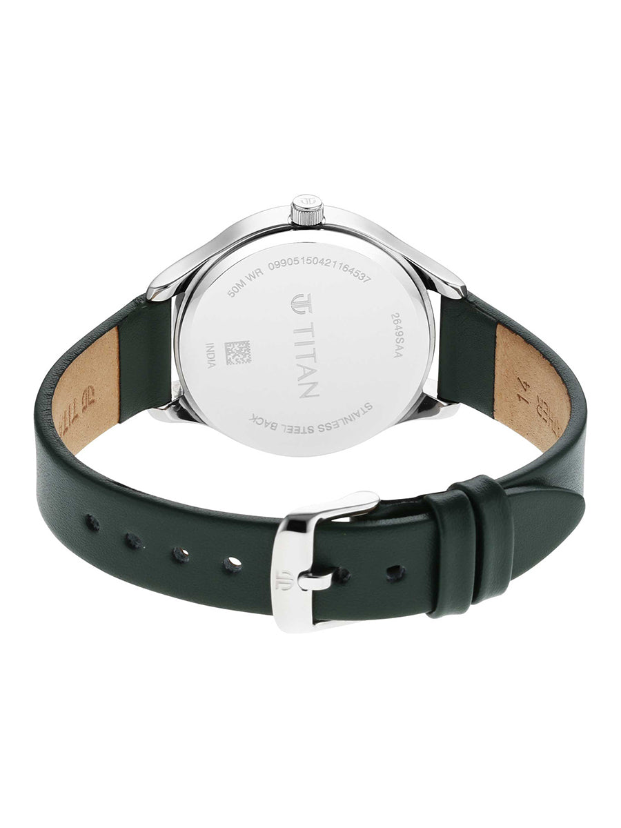 Titan Workwear Silver Dial Women Watch With Leather Strap