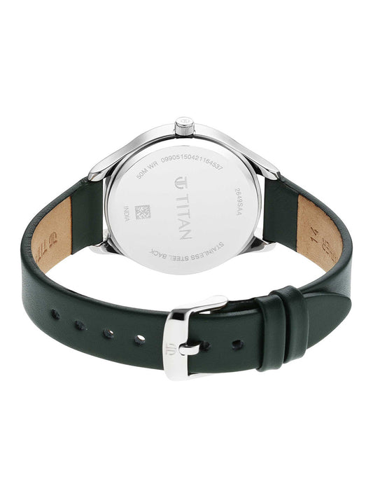 Titan Workwear Silver Dial Women Watch With Leather Strap