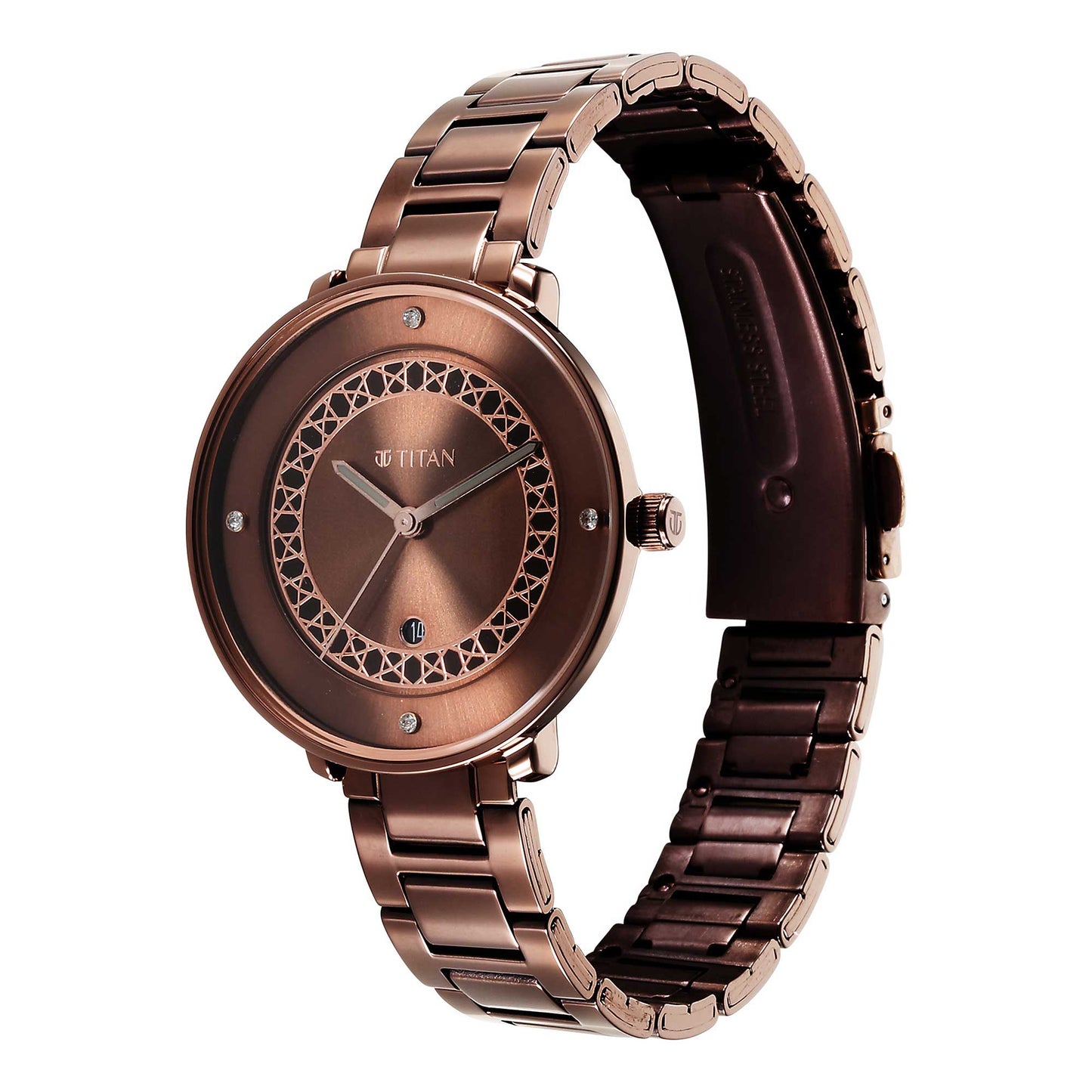 Titan Marhaba Brown Dial Alog Stainless Steel Strap watch for Women (2651QM03)