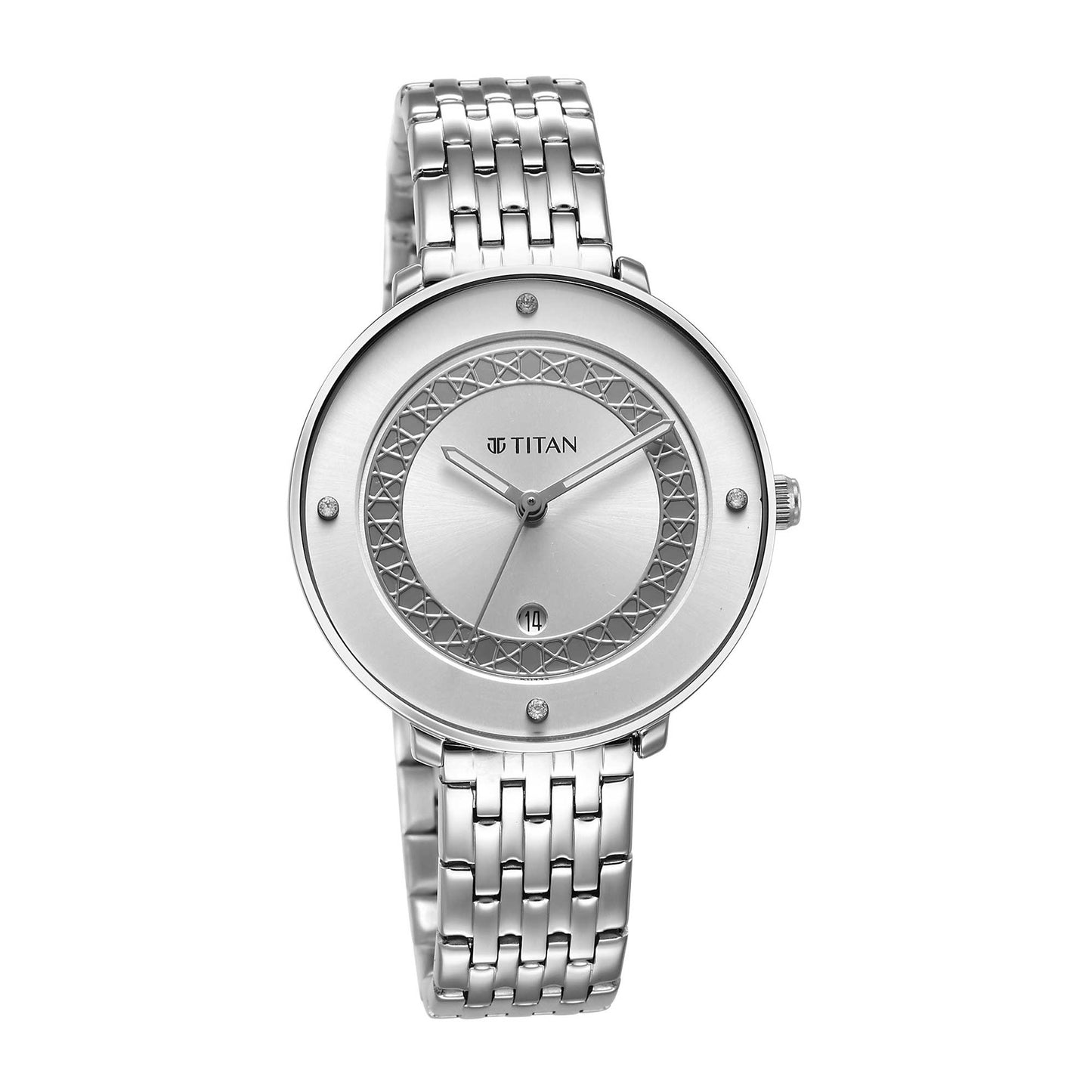 Titan Marhaba Silver white Dial Alog Stainless Steel Strap watch for Women (2651SM05)