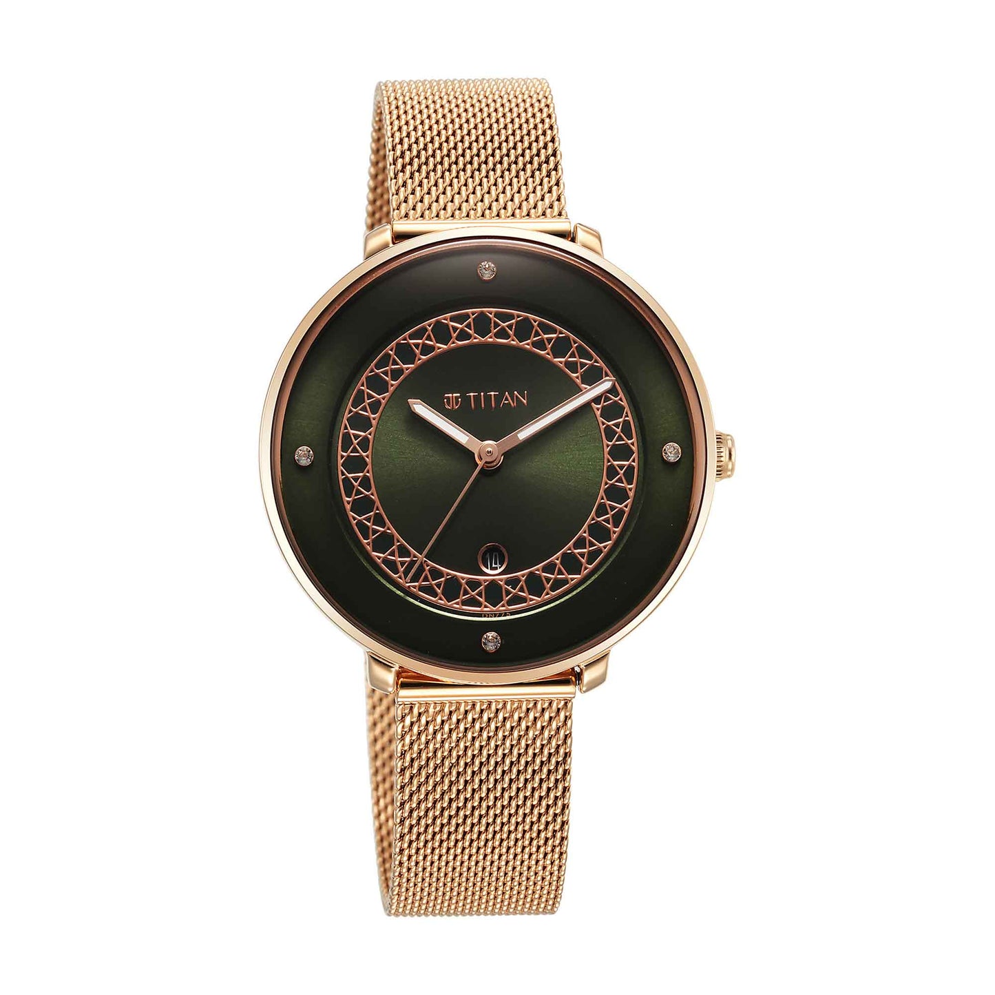 Titan Marhaba Green Dial Alog Stainless Steel Strap watch for Women (2651WM07)