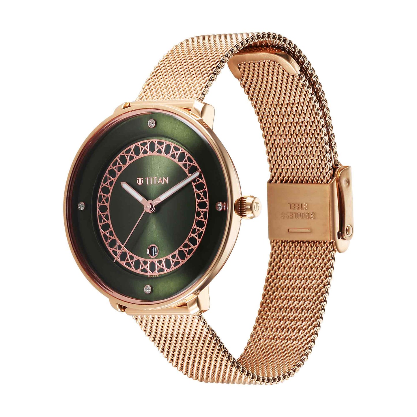 Titan Marhaba Green Dial Alog Stainless Steel Strap watch for Women (2651WM07)