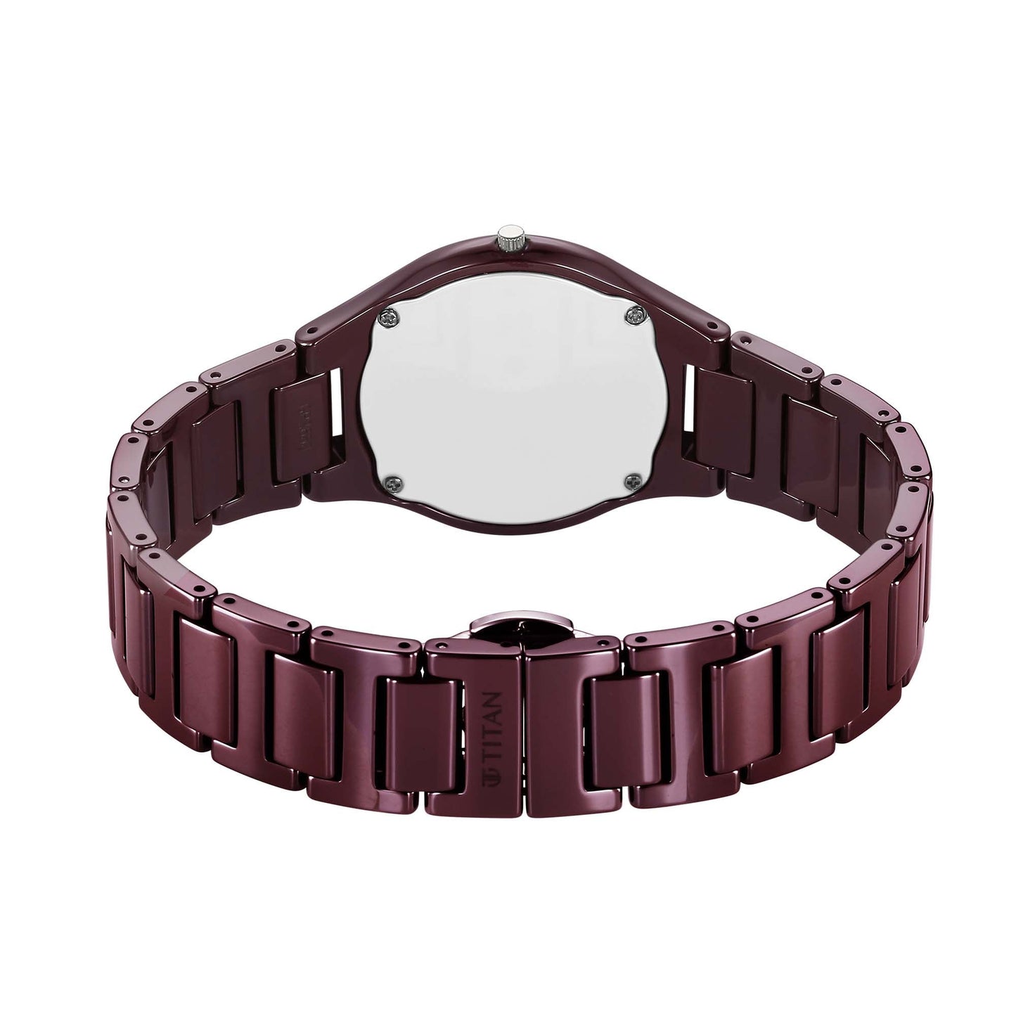 Titan Wine Ceramic Quartz Analog Maroon Dial Ceramic Strap Watch For Women (2653QC18)