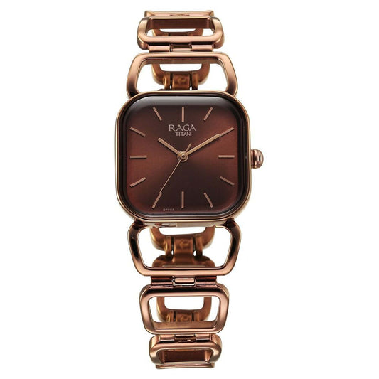 Titan Raga Ascend Quartz Alog Brown Dial With Brown Color Metal Strap Watch For Women (2697QM02)