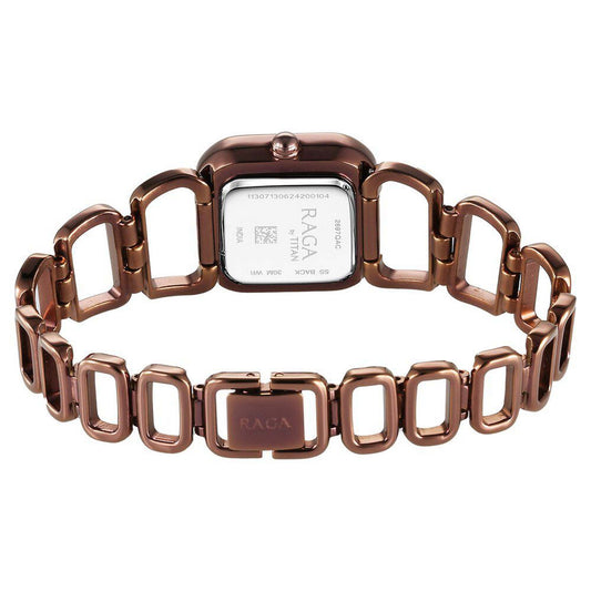Titan Raga Ascend Quartz Alog Brown Dial With Brown Color Metal Strap Watch For Women (2697QM02)