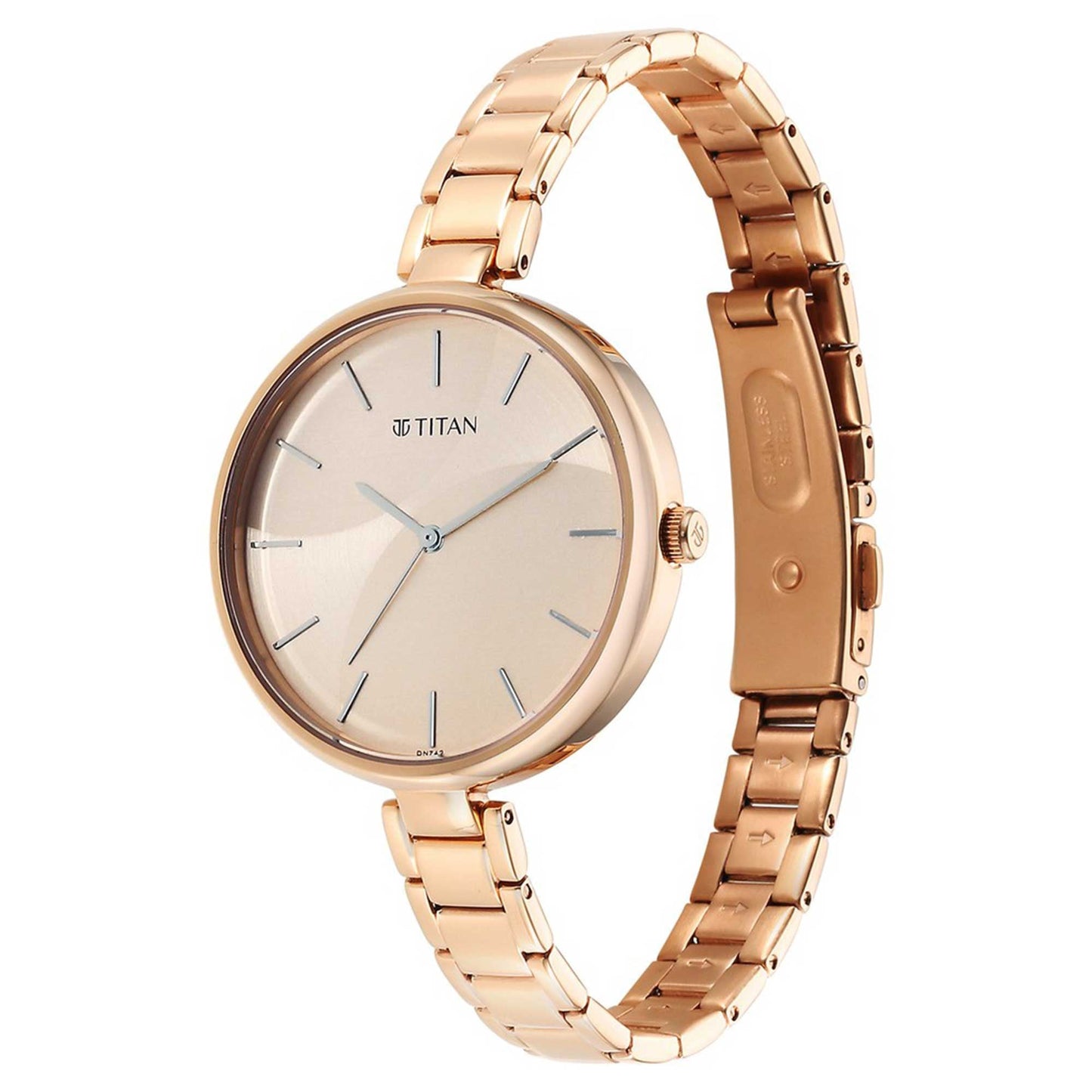 Titan Purple Stackables Quartz Alog Two Toned Dial Stainless Steel Strap Watch for Women