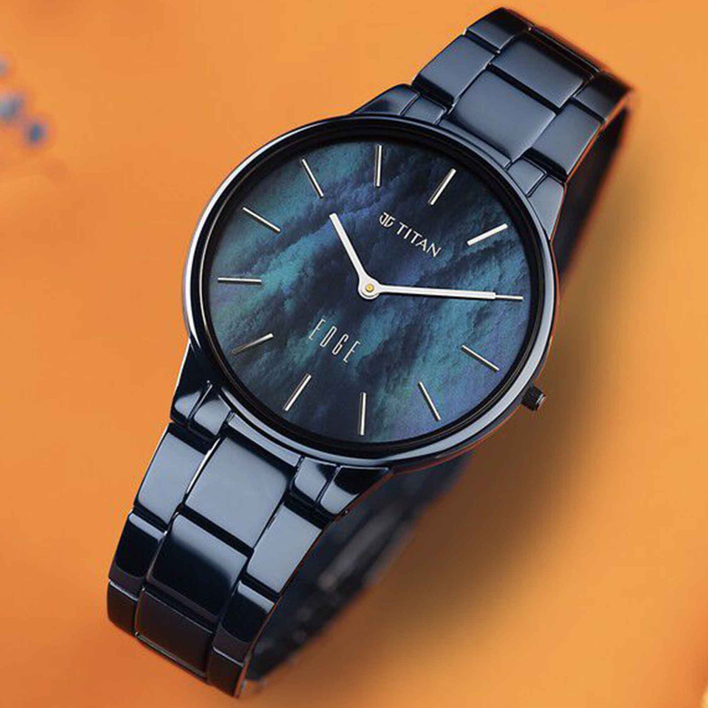 Titan Edge Metal Women Allure Quartz Alog Rich Mother Of Pearl Dial Stainless Steel Strap Watch For Women (2734QM02)