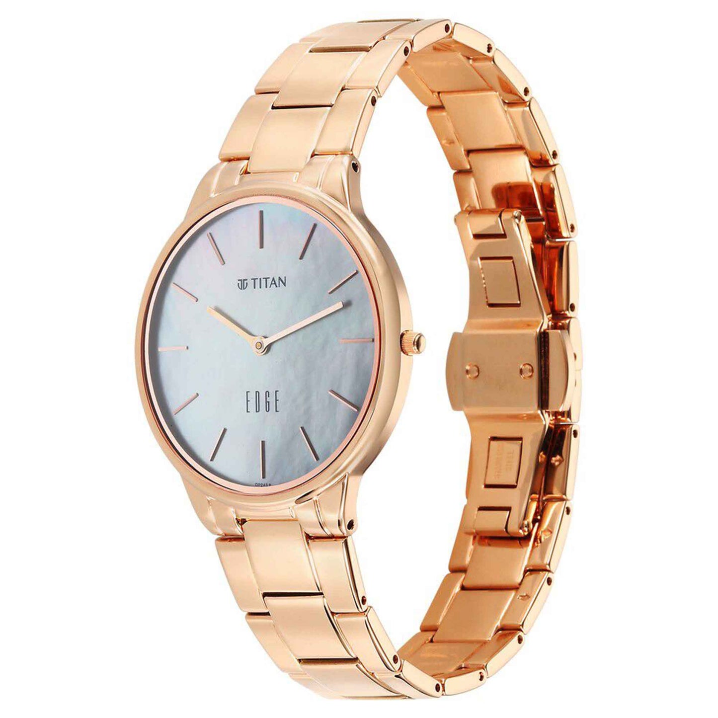 Titan Edge Metal Women Allure Quartz Alog Rich Mother Of Pearl Dial Stainless Steel Strap Watch For Women (2734WM01)