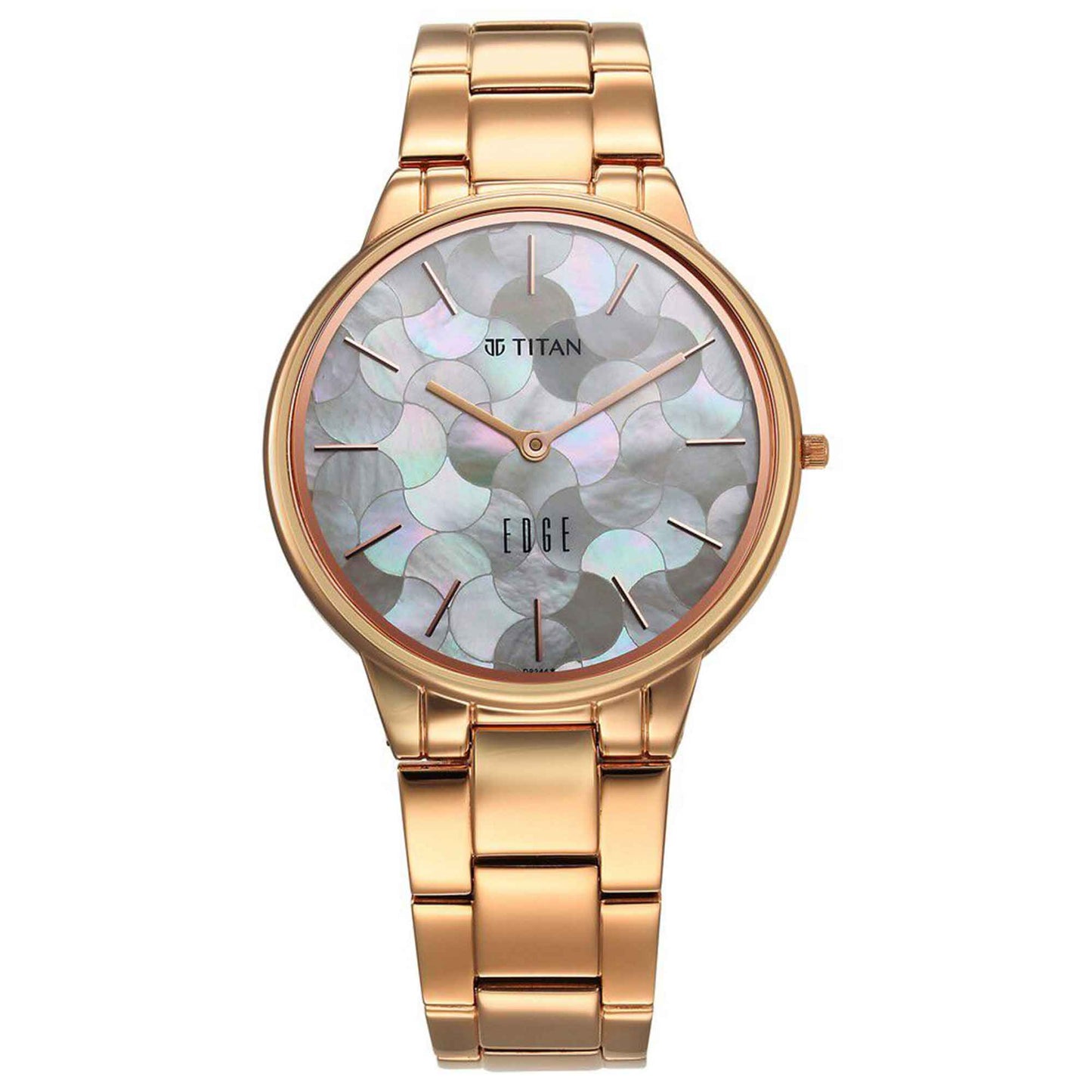 Titan Edge Metal Women Allure Quartz Alog Rich Mother Of Pearl Dial Stainless Steel Strap Watch For Women (2734WM02)
