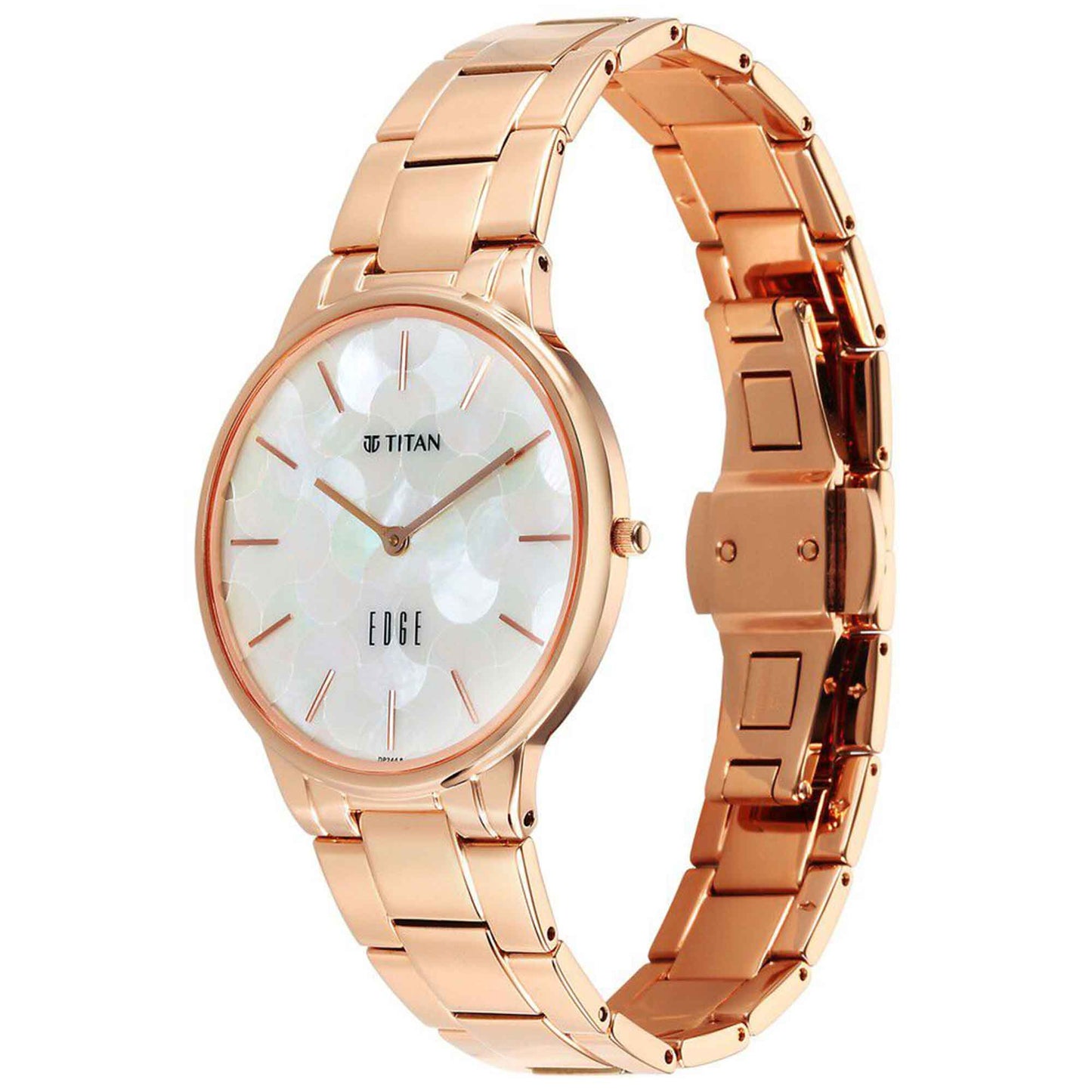 Titan Edge Metal Women Allure Quartz Alog Rich Mother Of Pearl Dial Stainless Steel Strap Watch For Women (2734WM02)