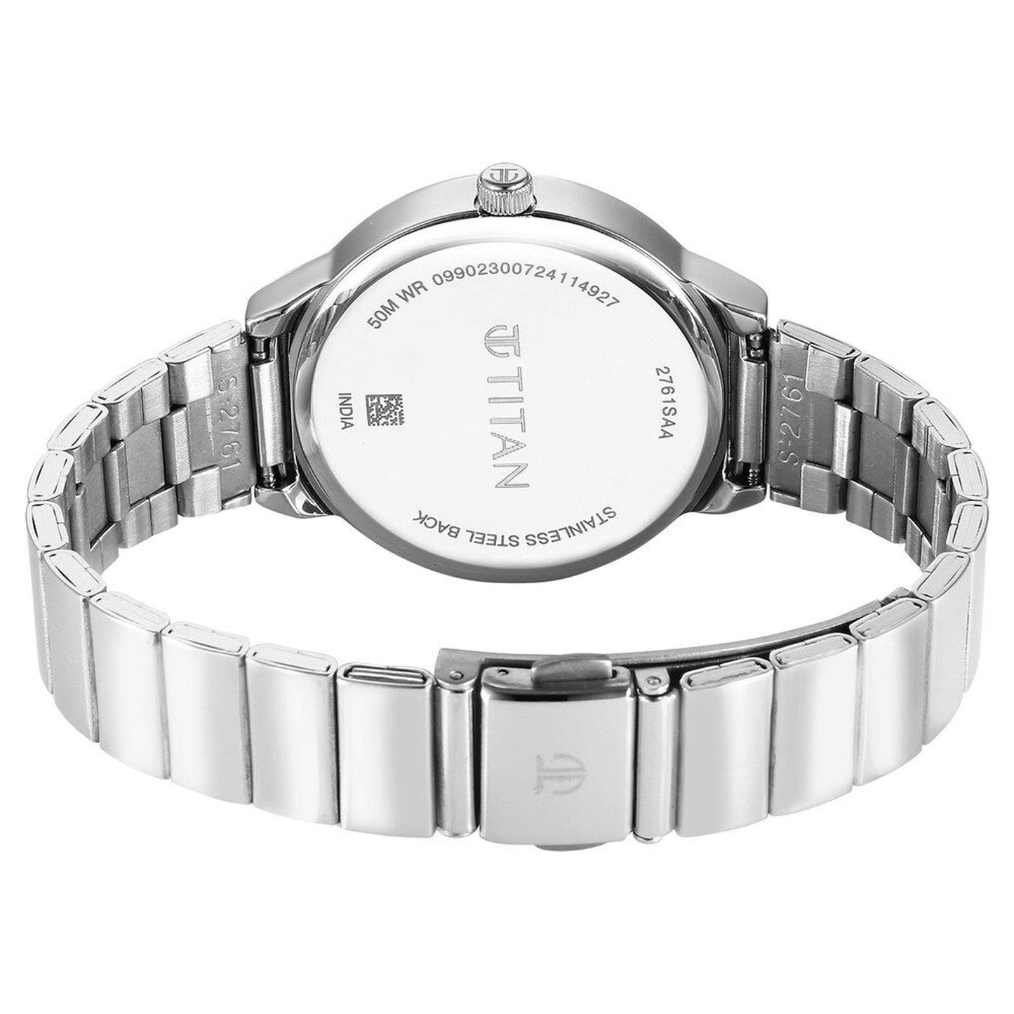 Titan Neo Multifunction Green Dial Silver Color Stainless Steel Strap Watch For Women (2761SM01)