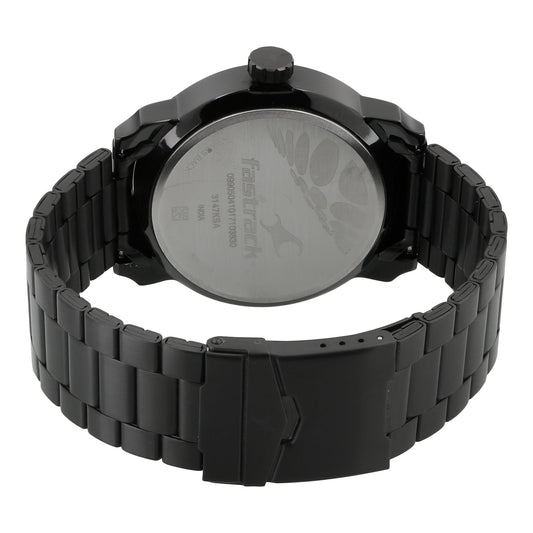 Fastrack Quartz Analog Black Dial Stainless Steel Strap Watch for Guys