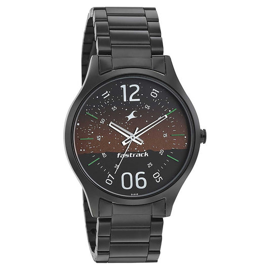 Fastrack Space Rover Quartz Analog Brown Dial Stainless Steel Strap Watch for Guys
