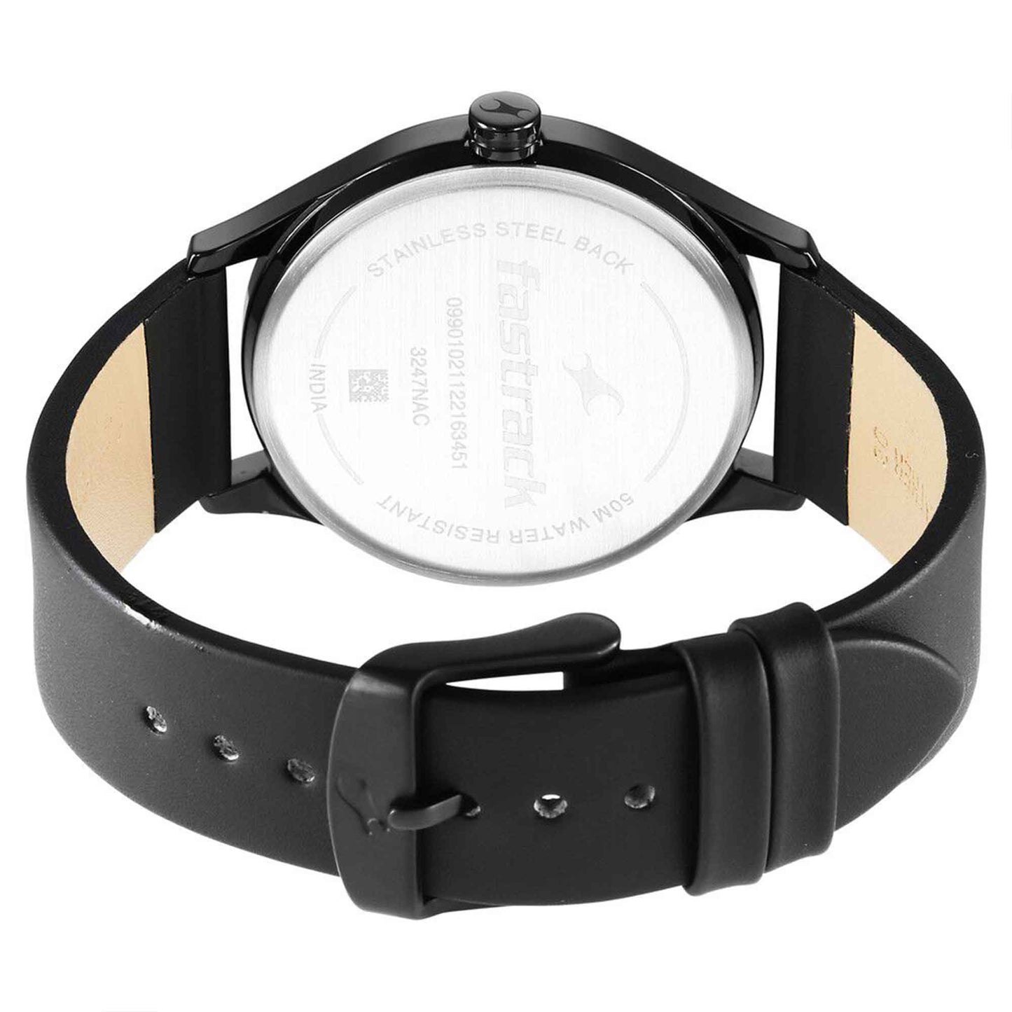 Fastrack Style Up Black Dial Leather Strap Watch for Guys