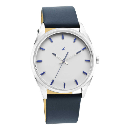 After Dark White Dial Leather Strap Watch for Guys 3273SL01