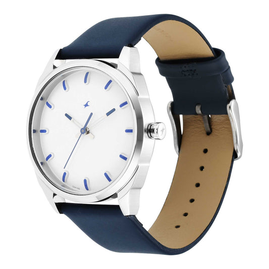 After Dark White Dial Leather Strap Watch for Guys 3273SL01