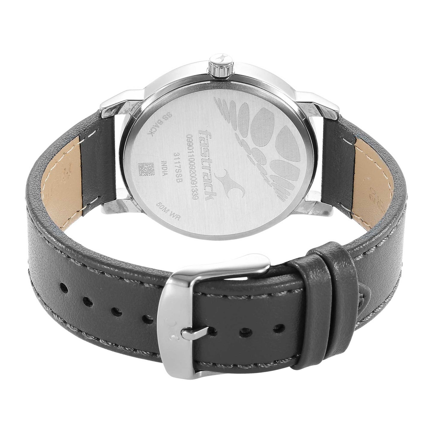 Fastrack Stunners Quartz Analog Black Dial Leather Strap Watch for Guys