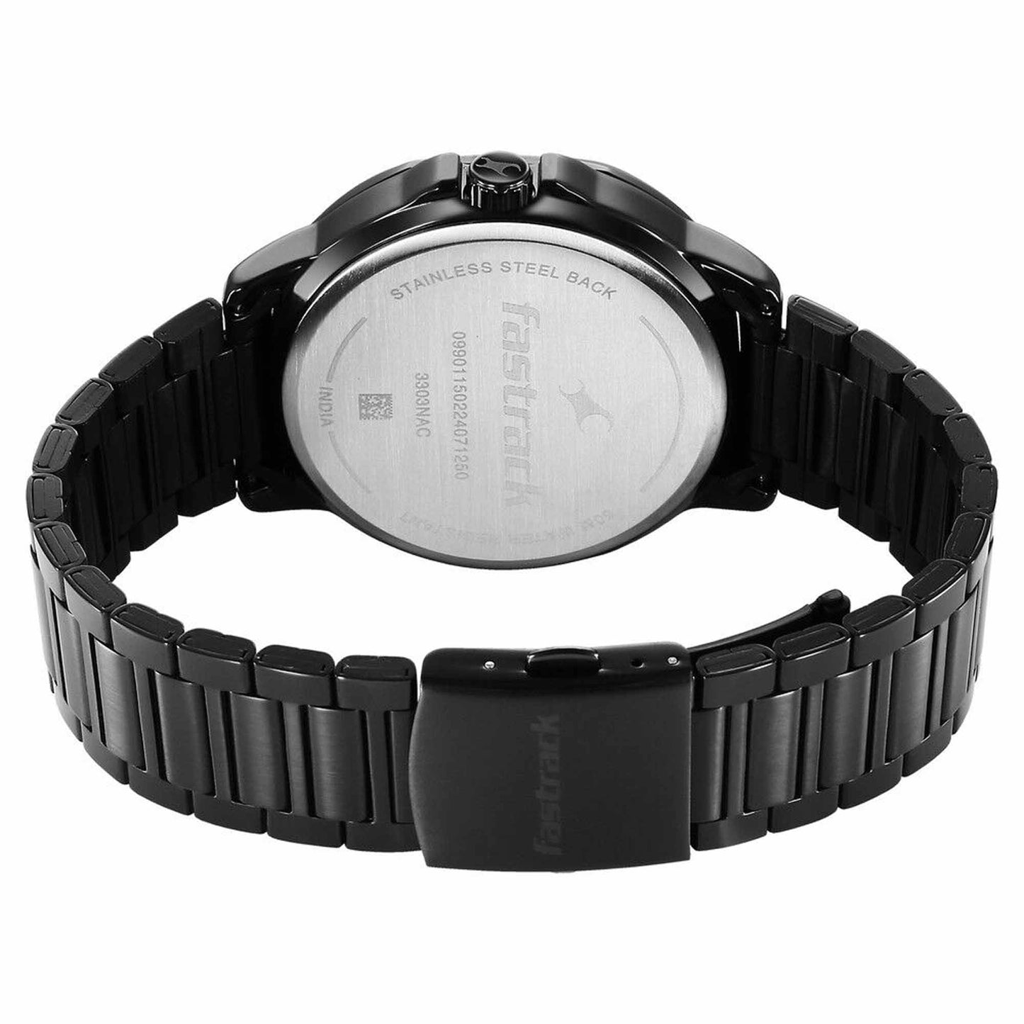 Fastrack Fashion Blue Special Dial Black Metal Strap Multifunction Watch for Men