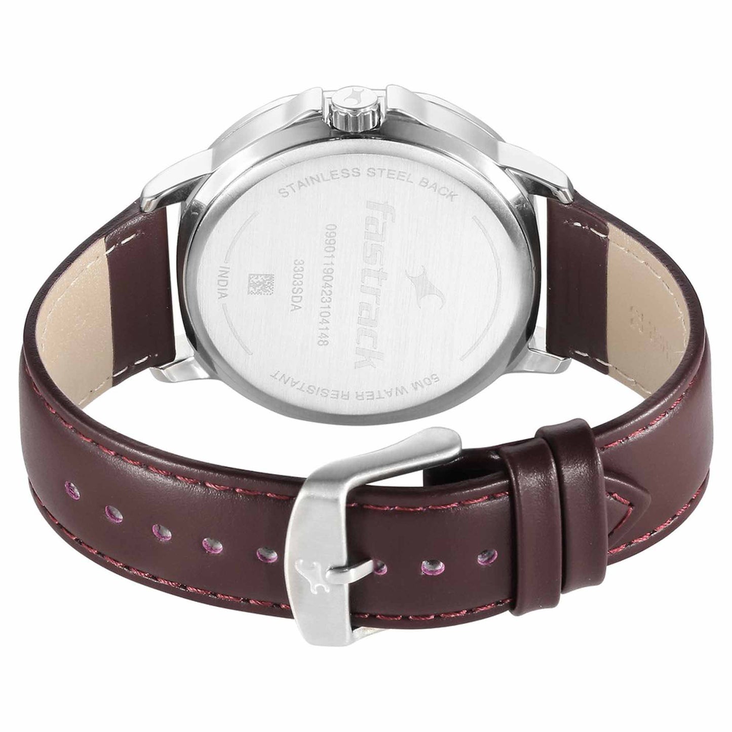 Fastrack Exuberant Quartz Multifunction Blue Dial Leather Strap Watch for Guys