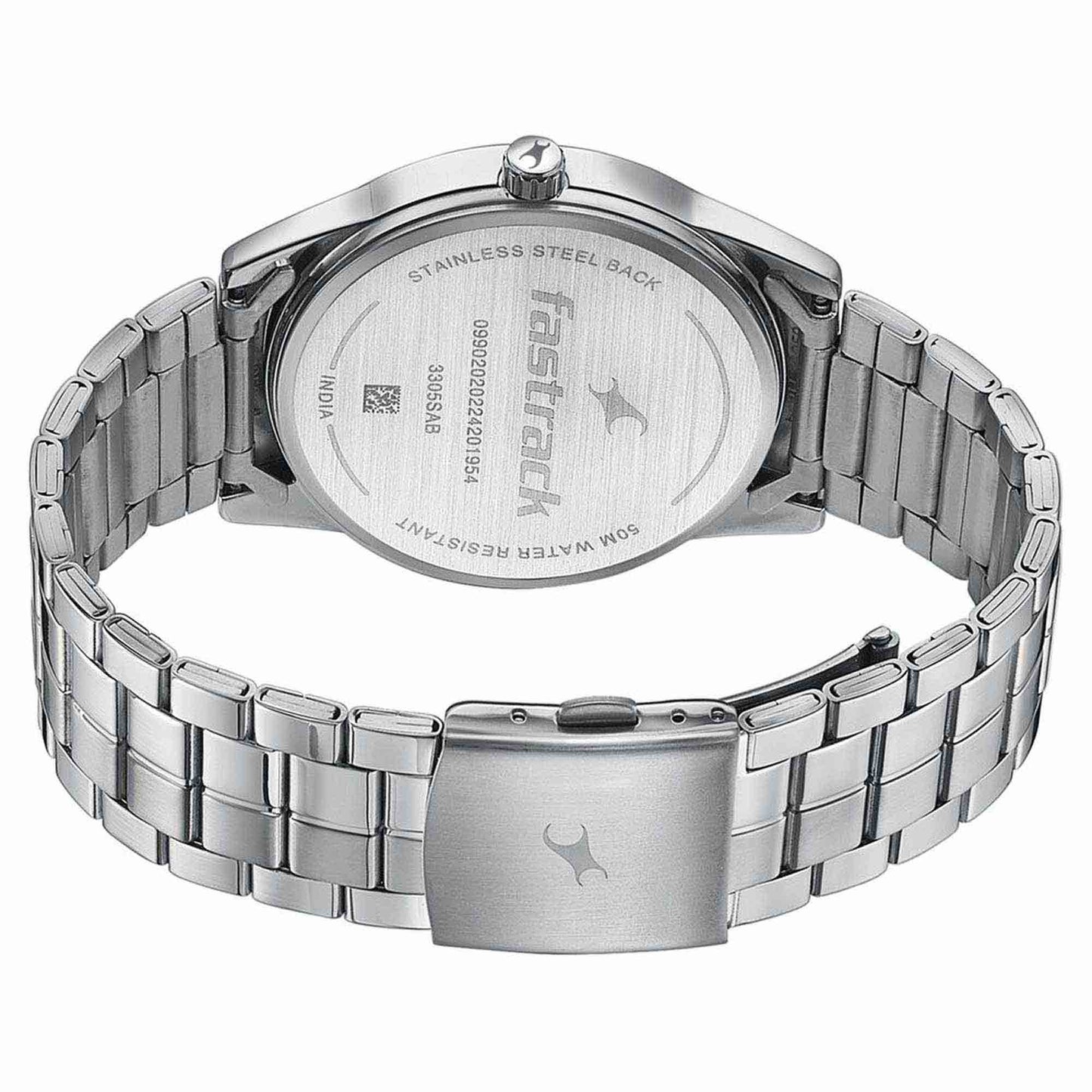 Fastrack Stunners Quartz Analog Grey Dial Stainless Steel Strap Watch for Guys 3305SM02